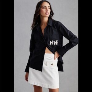 Maeve Poodle Embroidered Button Down